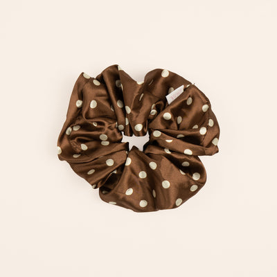 Yoé Brown Polka - satin scrunchie